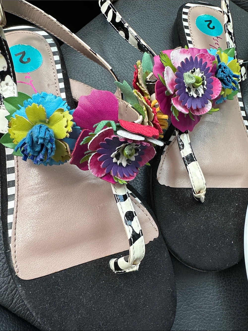 Betsey Johnson Girl’s Floral Embellished Sandal - Colorful Flower -Size 2 - Picture 5 of 9
